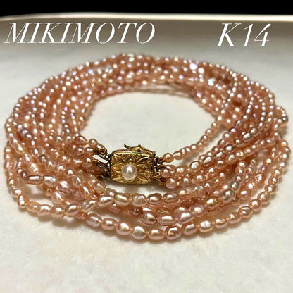 Mikimoto K145 elegant 5-row baby pearl necklace with 2.5-3.5mm pearls and K14 gold clasp, 48cm length