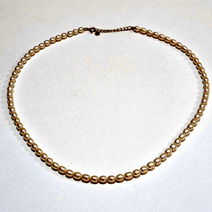 Mikimoto Perlita pearl necklace in 18K yellow gold with 4.1mm pearls, 40cm length, vintage design