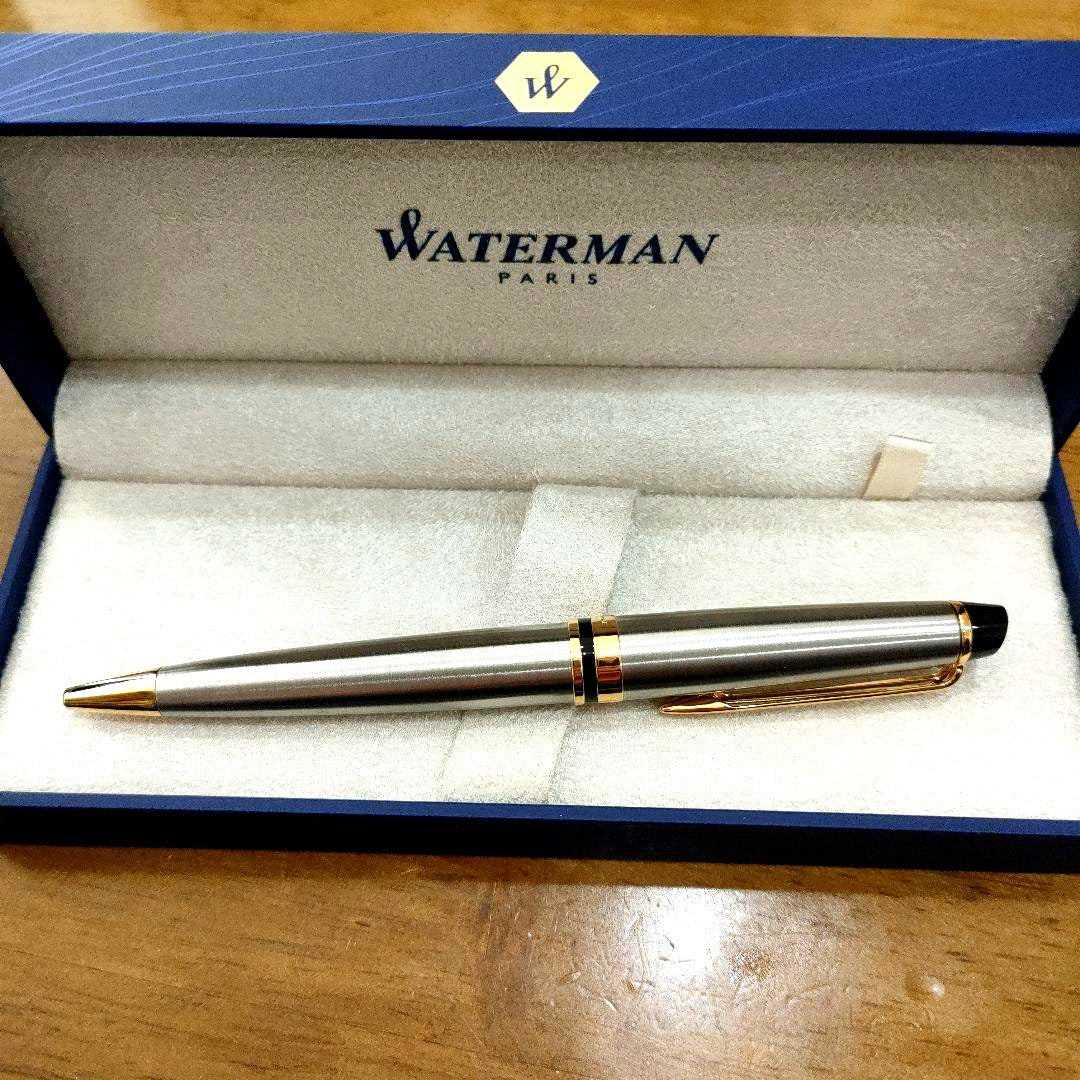 Waterman Expert E S Metallic GT ballpoint pen in metallic finish with included handbag and torn packaging