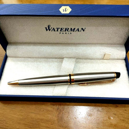 Waterman Expert E S Metallic GT ballpoint pen in metallic finish with included handbag and torn packaging