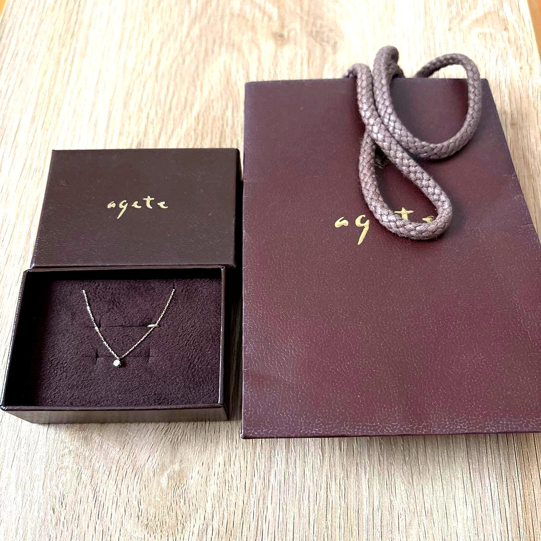 Agete simple chain necklace in pink gold 18K with a small 0.05 ct center stone