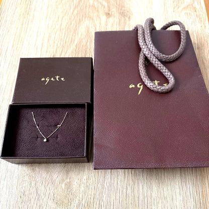 Agete simple chain necklace in pink gold 18K with a small 0.05 ct center stone