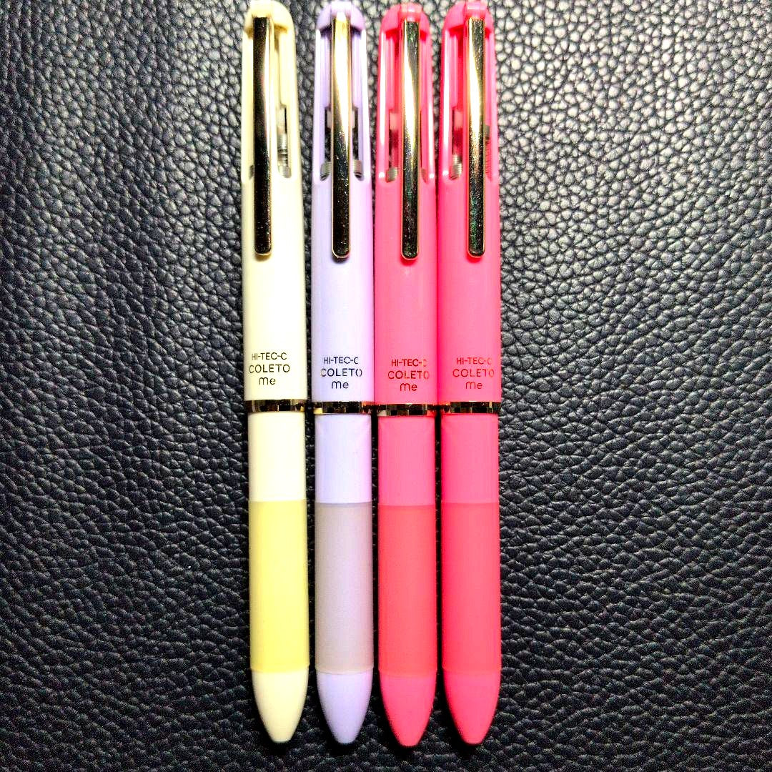 Discontinued PILOT HI-TEC-C COLETO 4-pen main body featuring gold ivory, violet, and pink colors from 2010