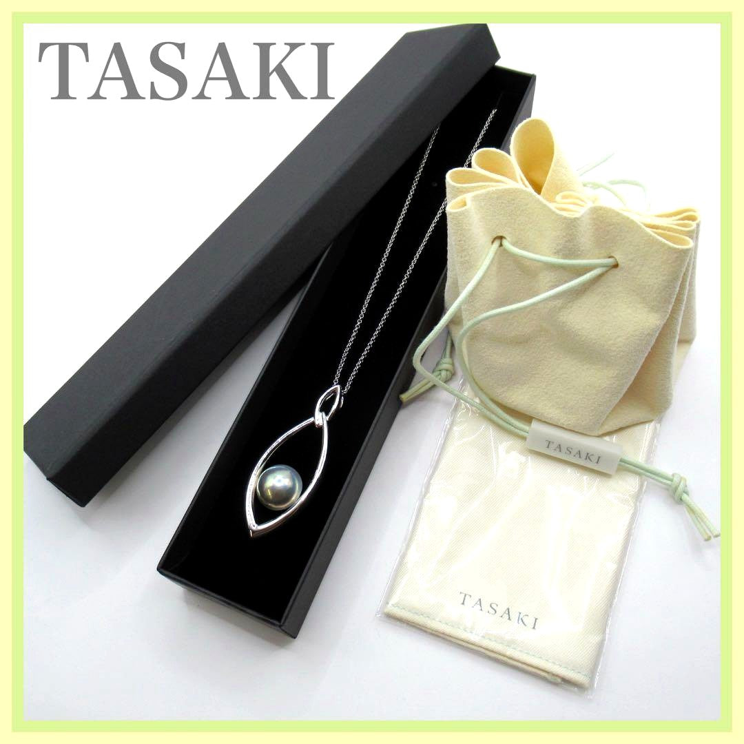 Tasaki Mabe Pearl Necklace featuring a 15mm pearl on a 60cm silver SV925 chain with black case and accessories