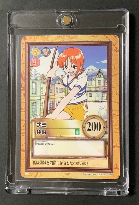 One Piece Hyper Battle Carddass C11 trading card featuring Nami with Bojutsu in Japanese language