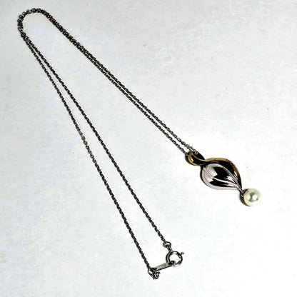 Mikimoto Pearl Necklace with SV925 silver chain and elegant pendant, 40 cm length