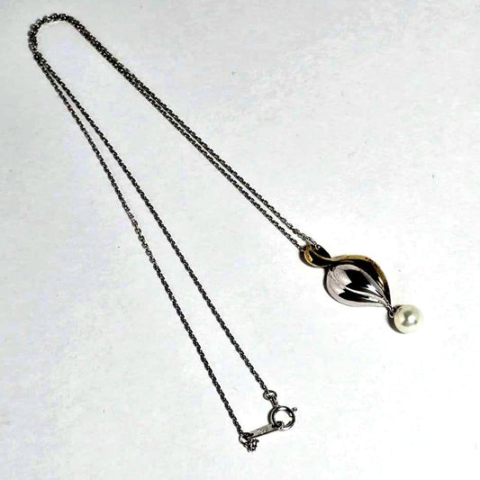 Mikimoto Pearl Necklace with SV925 silver chain and elegant pendant, 40 cm length