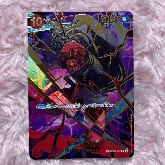 One Piece Shanks SP OP06-007 SR collectible card showing front with character art