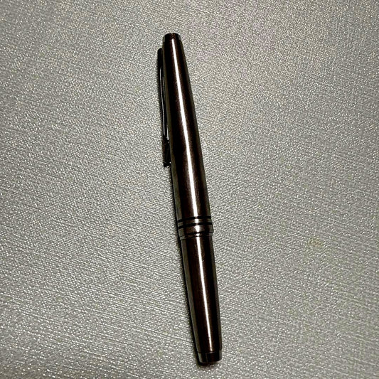 PILOT Silver Fountain Pen with metal body and black grip section on white background