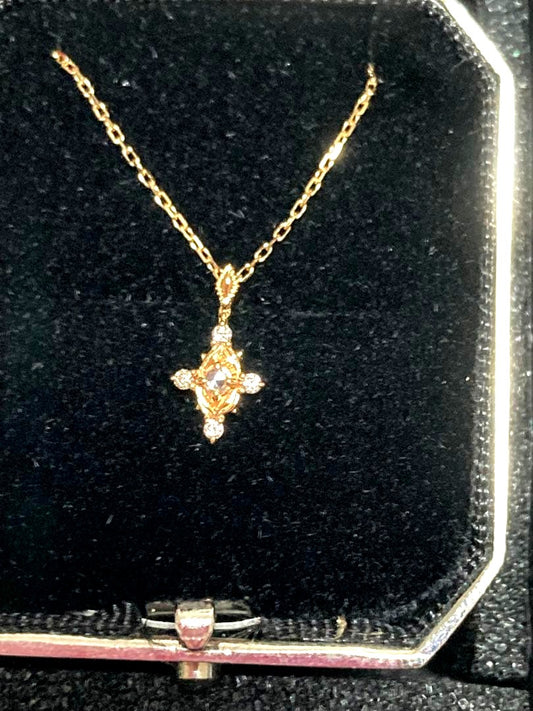 Agete Winter Limited K18 diamond necklace with rose cut diamonds on a 40 cm chain in unused condition
