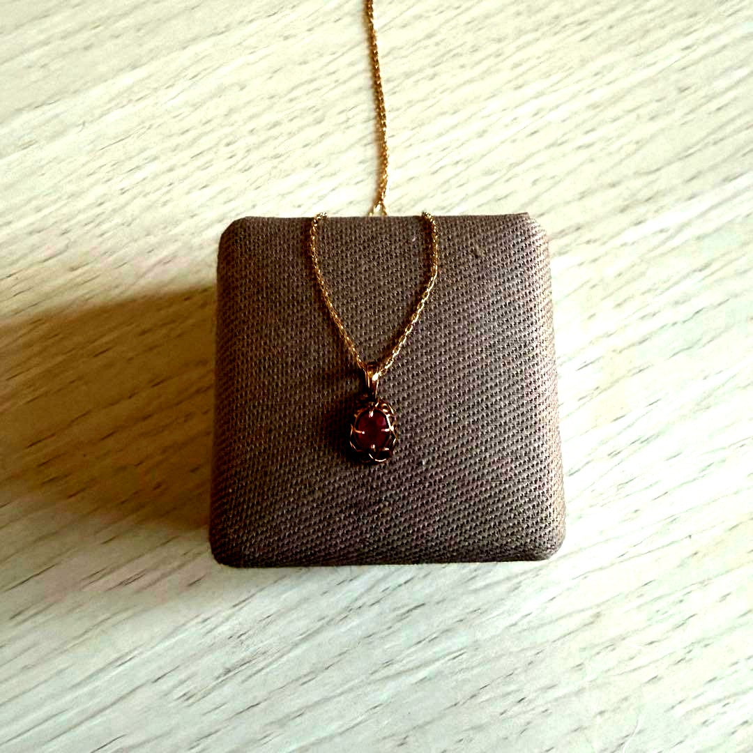 Ruby Necklace for July Birthstone made of K10 gold with a 40mm length featuring a single ruby pendant