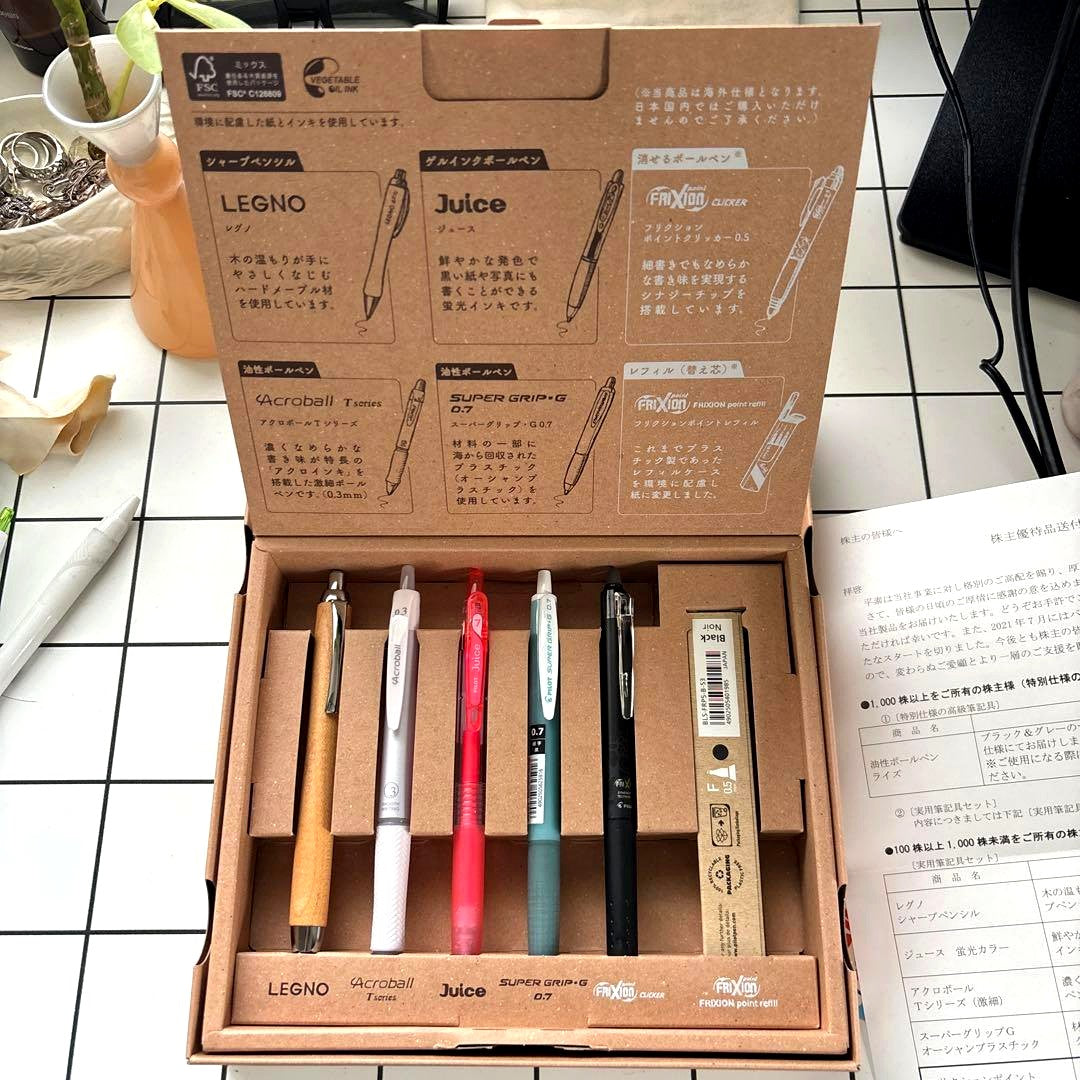 Brand new Shareholder Benefit Pilot writing instrument set with pen and case