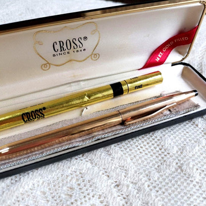 Japan Import Cross Ballpoint Pen Classic blue body 14KT plated with black refill shown on white background