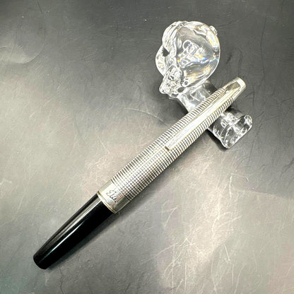Discontinued rare PILOT Elite S silver fountain pen with 18K extra fine nib and sterling silver cap