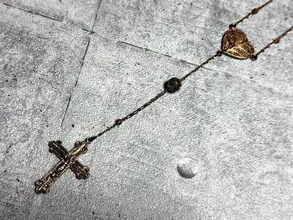 Agete Cross Heart Necklace Silver 925 model 384 with 71.5 cm chain displayed on white background