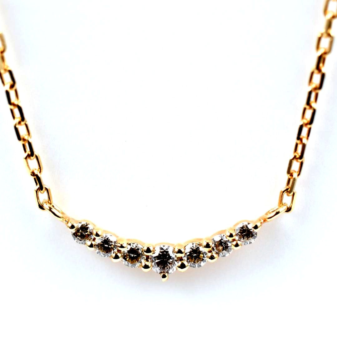 Law agete yellow gold diamond necklace 40 cm length with adjustable chain and delicate diamond pendant