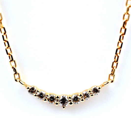 Law agete yellow gold diamond necklace 40 cm length with adjustable chain and delicate diamond pendant