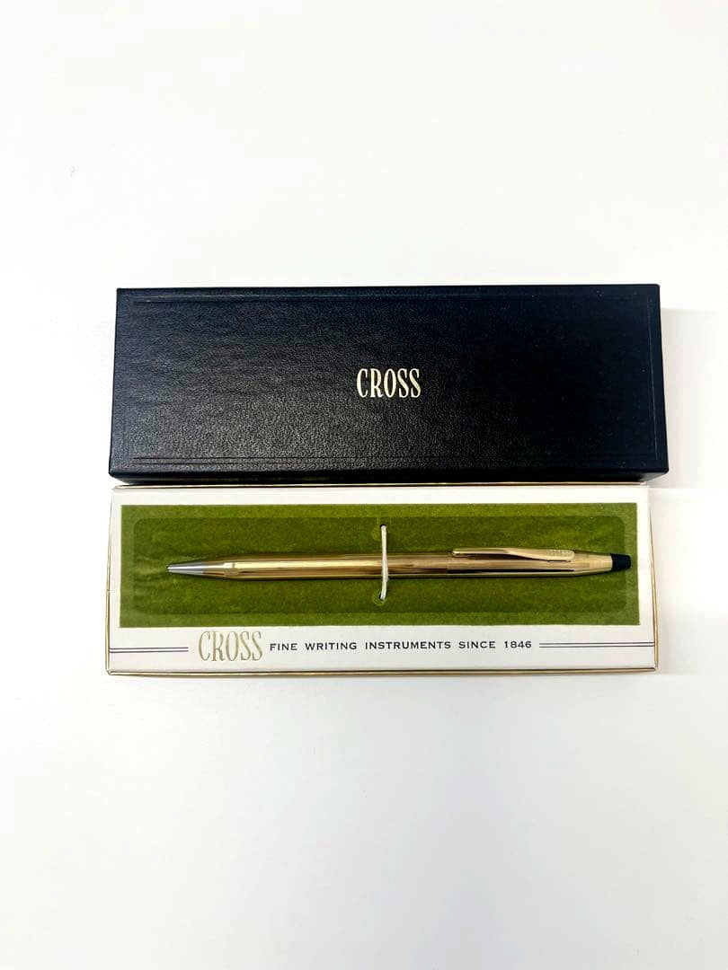 Used Cross Gold Ballpoint Pen 10K with box, simple elegant design, gold color