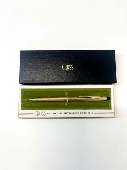 Used Cross Gold Ballpoint Pen 10K with box, simple elegant design, gold color