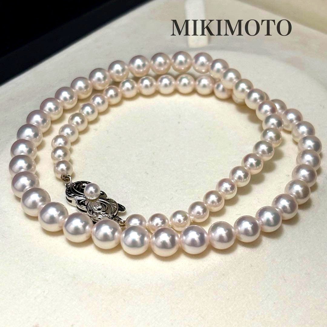 Mikimoto Akoya pearl necklace featuring pearls sized 5.1-7.3 mm with 41.5 cm length