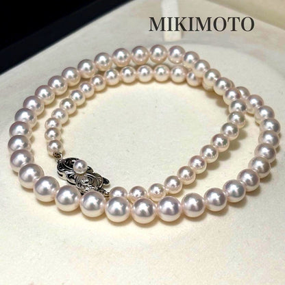 Mikimoto Akoya pearl necklace featuring pearls sized 5.1-7.3 mm with 41.5 cm length