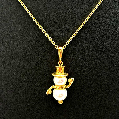 MIKIMOTO Pearl Snowman Necklace with K18 gold and Akoya pearls on a 39 cm chain