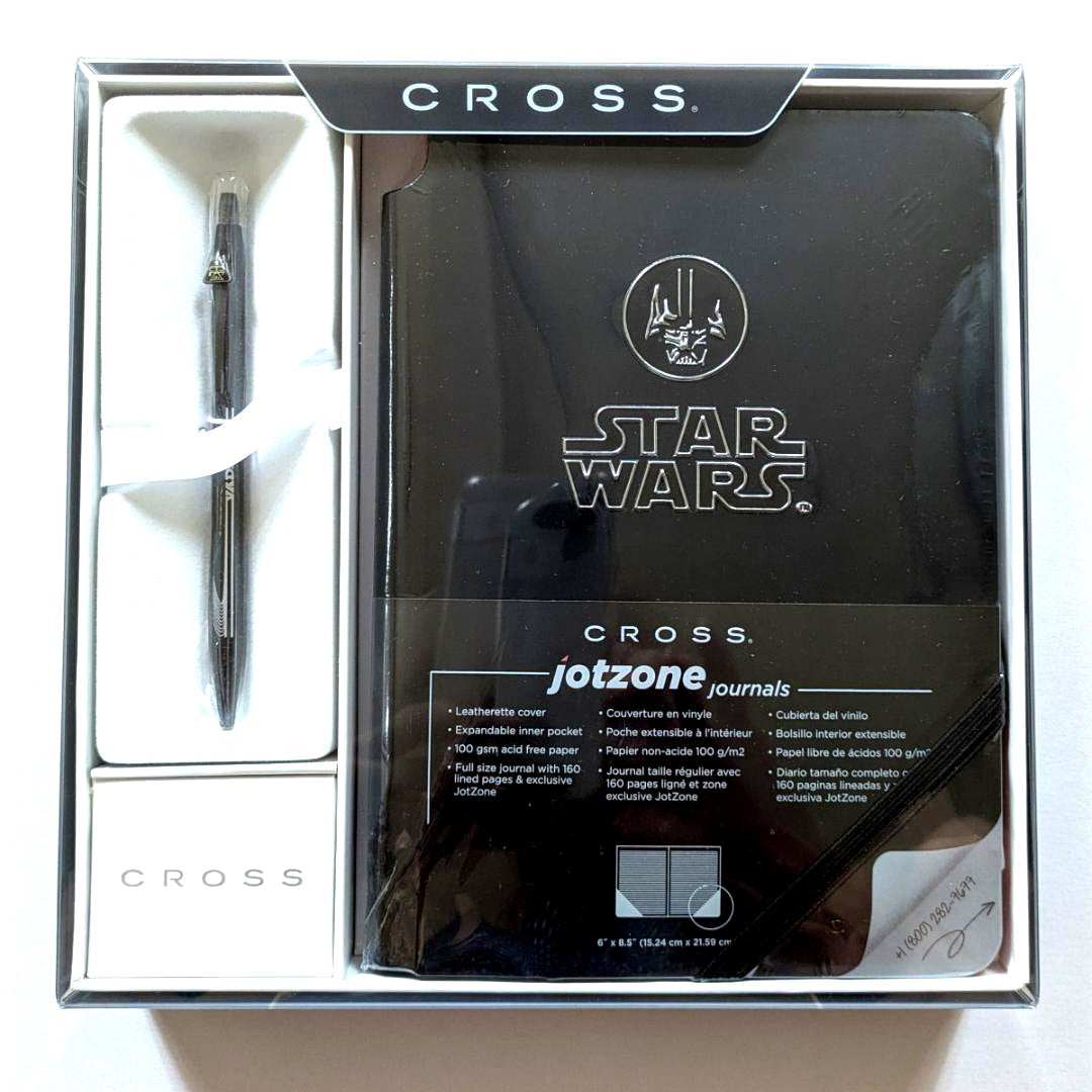 Cross Star Wars Darth Vader rollerball pen and leatherette notebook gift set with rubber and paper materials
