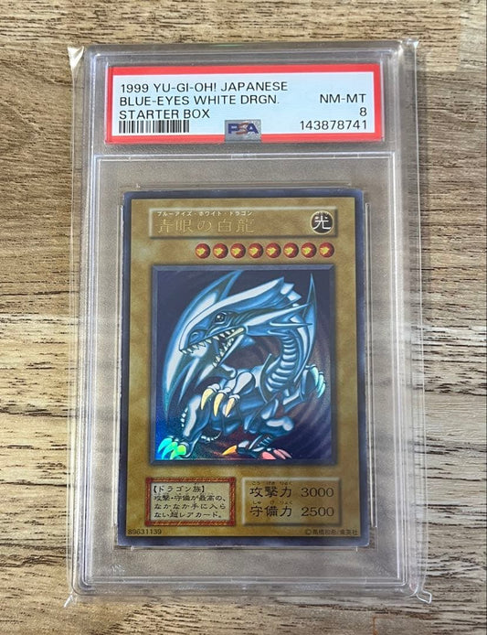 Blue-Eyes White Dragon Starter Set Initial Ultra Rare Japanese trading card with PSA 8 grading
