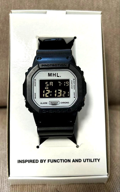 MHL. x G-SHOCK Casio Solar Digital Watch Limited Edition with original box showing scratches on strap