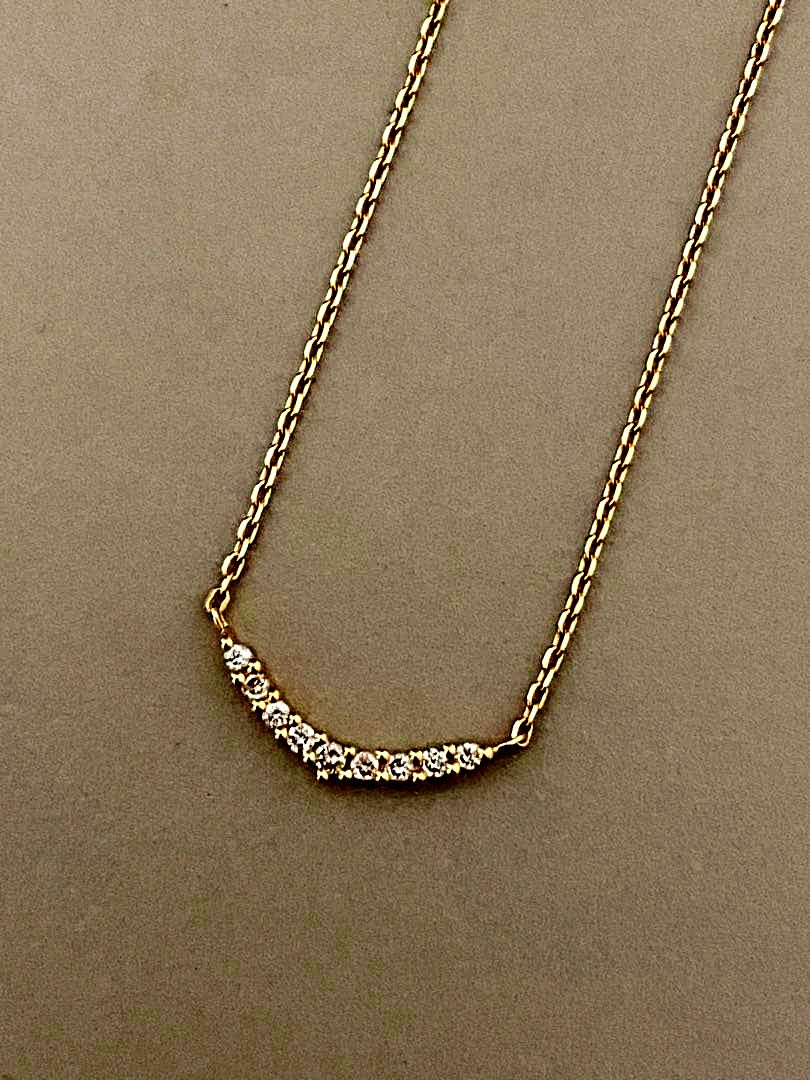 Agete K18 yellow gold diamond necklace with 0.04 carat diamond and 1.3 cm motif on a 40 cm chain