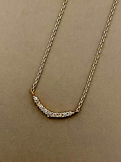 Agete K18 yellow gold diamond necklace with 0.04 carat diamond and 1.3 cm motif on a 40 cm chain