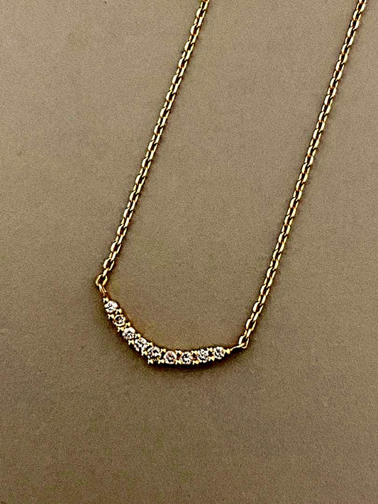 Agete K18 yellow gold diamond necklace with 0.04 carat diamond and 1.3 cm motif on a 40 cm chain