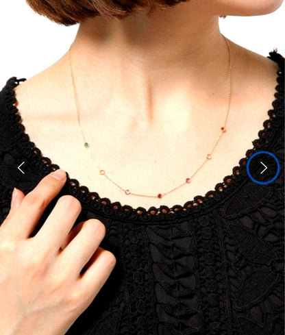 Agatte Lucky Dream Limited Necklace 45 cm with green chalcedony, orange chalcedony, citrine, tanzanite, ruby, amethyst, and rose quartz stones
