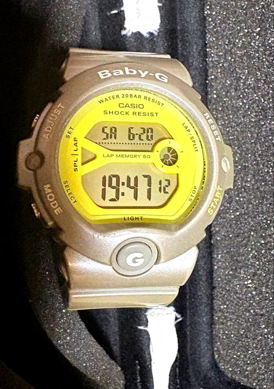 Casio Baby-G BG-6903 running digital watch with yellow display and durable design