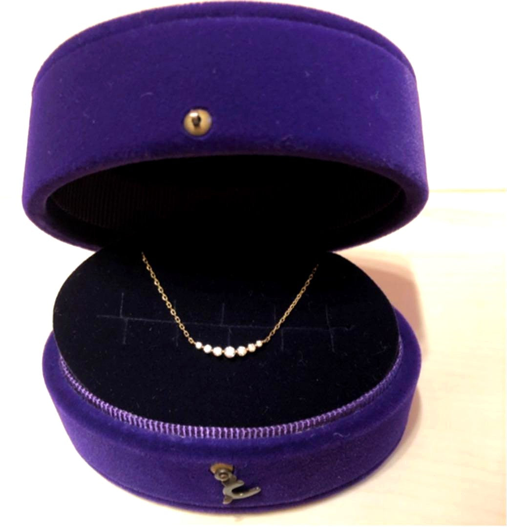 Agate diamond necklace with K18 slide chain, adjustable length up to 43 cm