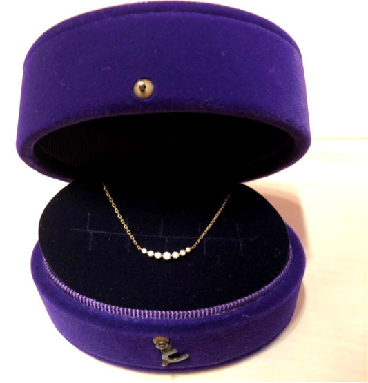 Agate diamond necklace with K18 slide chain, adjustable length up to 43 cm