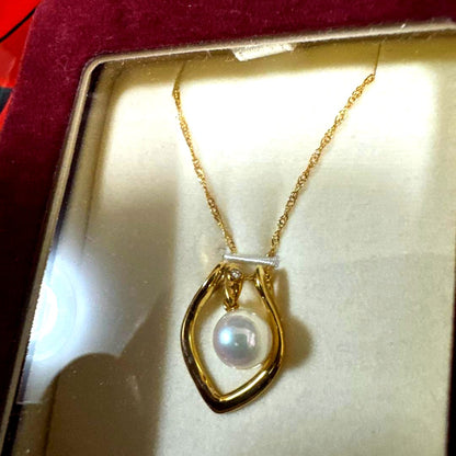 K18 Maruwa Pearl 3WAY Akoya Pearl Necklace with 18K gold twist chain and pearl pendant