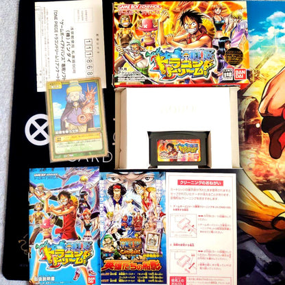 One Piece Dragon Dream First Edition card with bonus card, displayed condition showing minor scratches