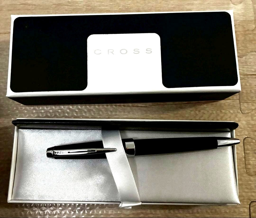 Cross black ballpoint pen with rotating mechanism displayed with dedicated box