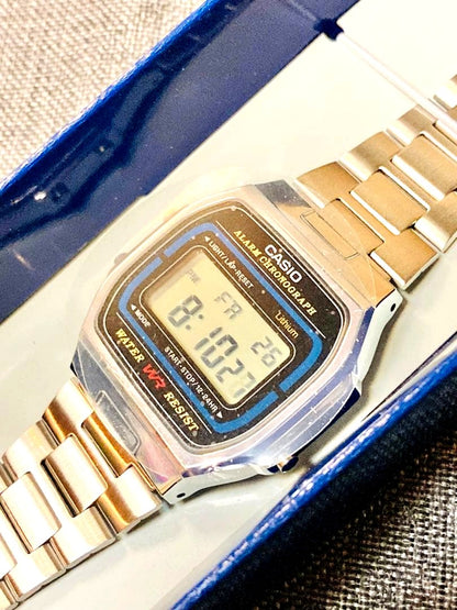 Casio standard digital watch with LED light and stopwatch in included box