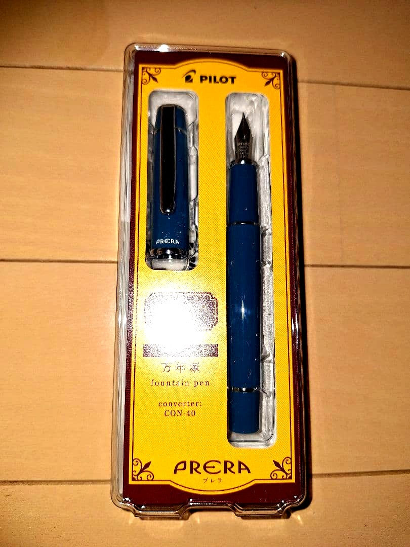 Pilot PRERA blue fountain pen with converter and included case