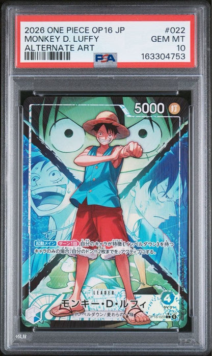 PSA 10 One Piece Monkey D. Luffy ONEPIECE L — Japanese