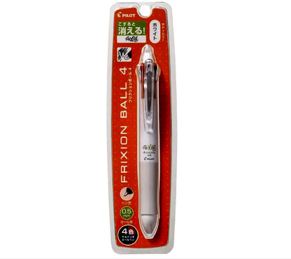 Set of 10 New PILOT FRIXION BALL 4 white pens with black red blue green friction ink and slide lever
