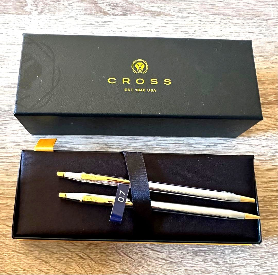 Cross silver ballpoint pen set with two pens and dedicated box, Japanese import