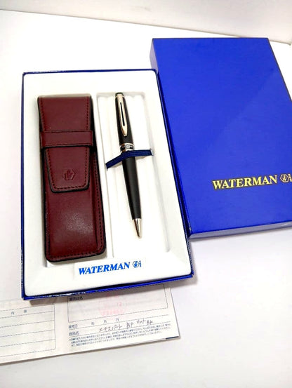 WATERMAN Expert Matte Black CT ballpoint pen with matte finish and silver accents shown with box