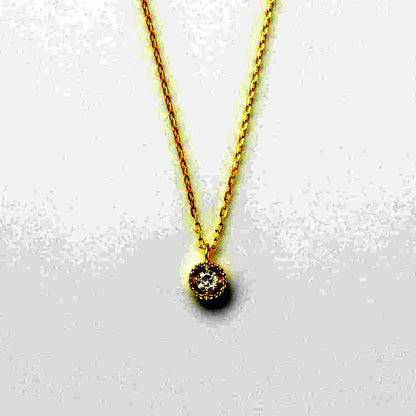 Agete K10YG yellow gold necklace with 0.03 carat diamond and 40 cm adjustable chain