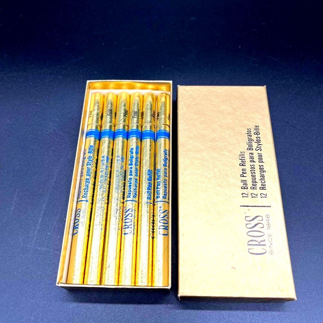 Set of vintage Cross ballpoint pen refills imported from Japan, showing used condition