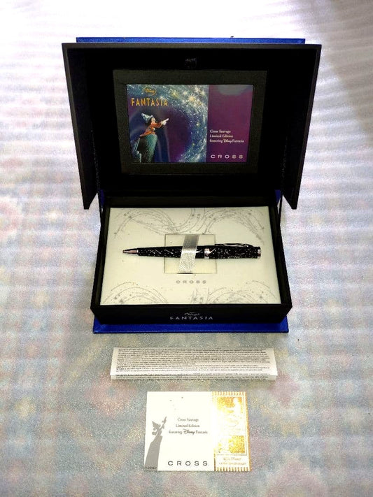 Limited Edition Cross Disney Fantasia black ballpoint pen with starry sky pattern and metal body