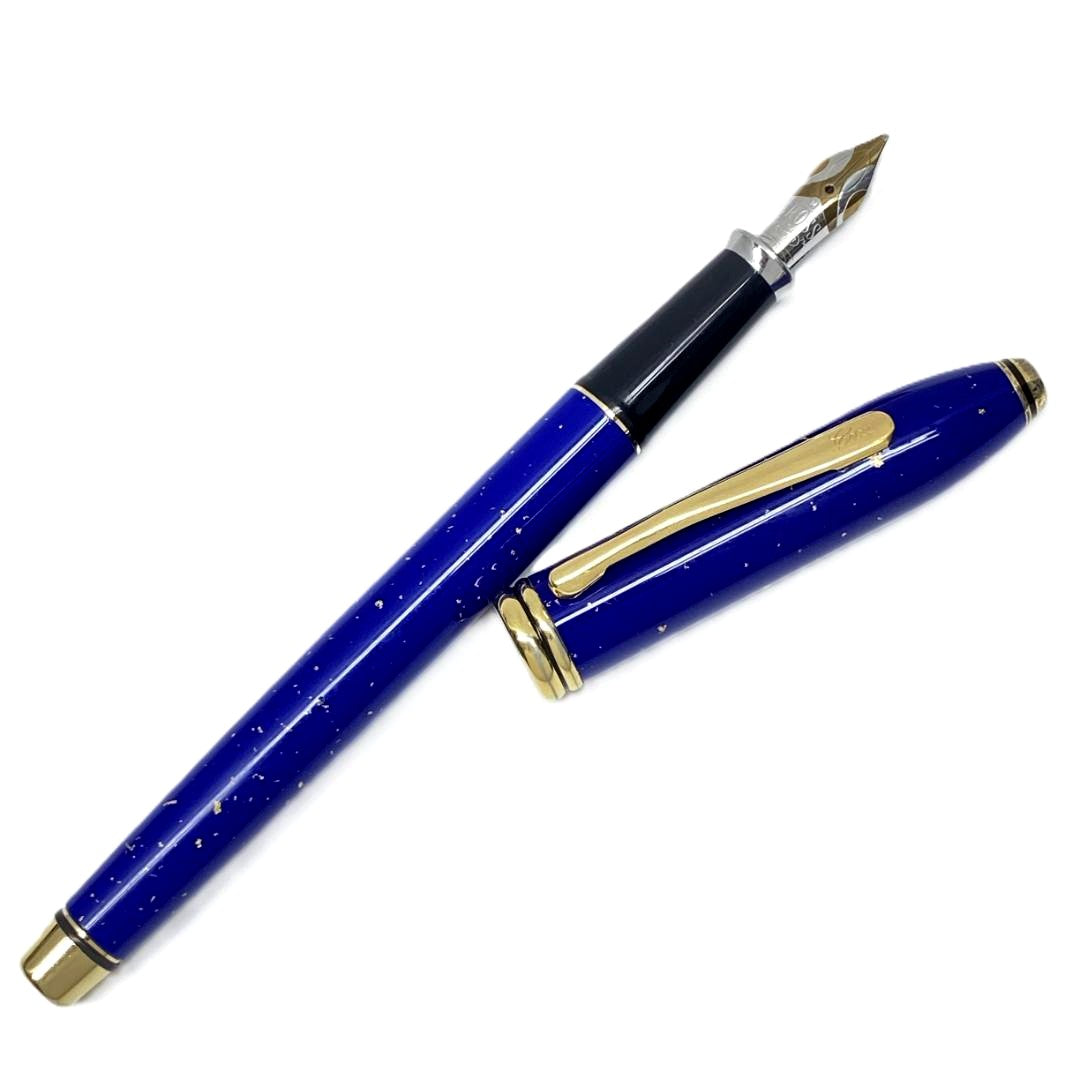 Cross Townsend Lapis Lazuli fountain pen with 18K gold medium nib and converter, Japan import, used condition