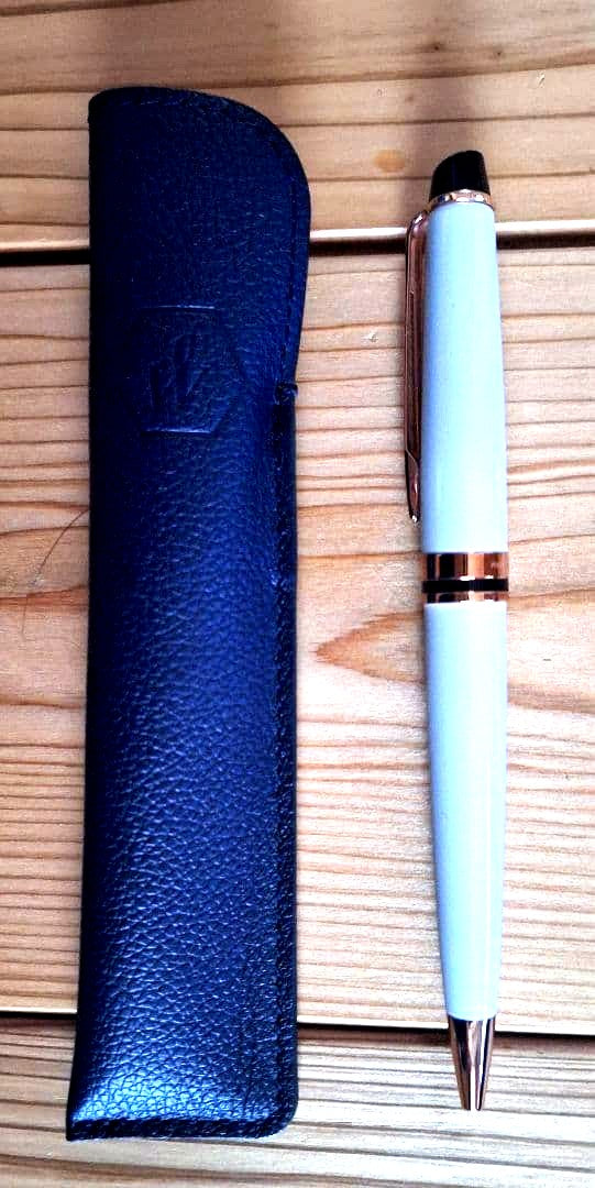 Waterman PARIS white metal ballpoint pen with engraving and included protective case